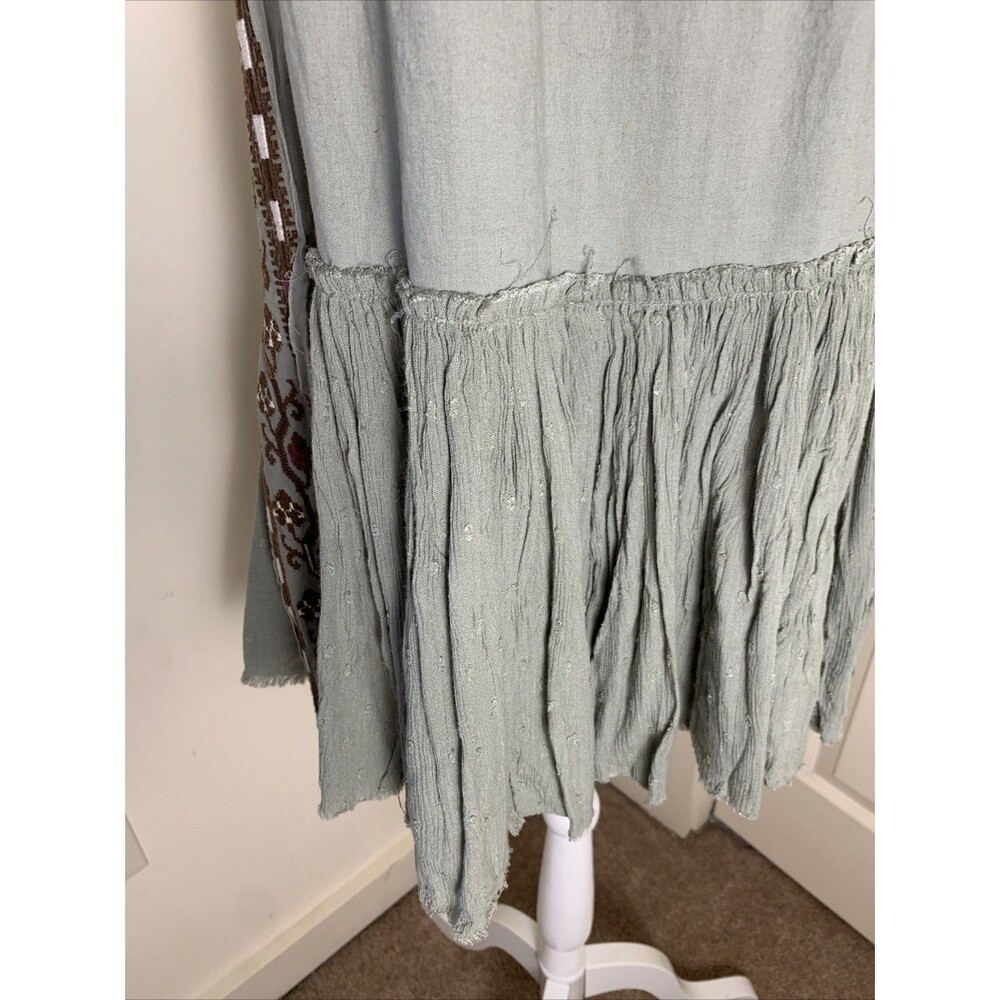 FREE PEOPLE Sz XS Day Glow Mini Dress Spanish Moss Boho Hippie Festival - Picture 6 of 13
